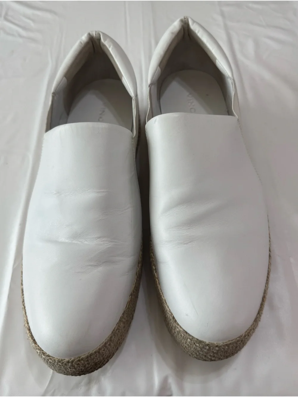 Vince White Leather Slip-On Espadrilles excellent condition size 11